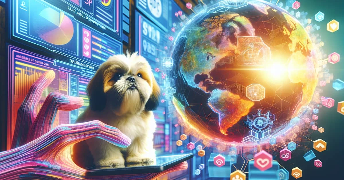 Abstract representation of a globalized, interconnected earth with digital networks