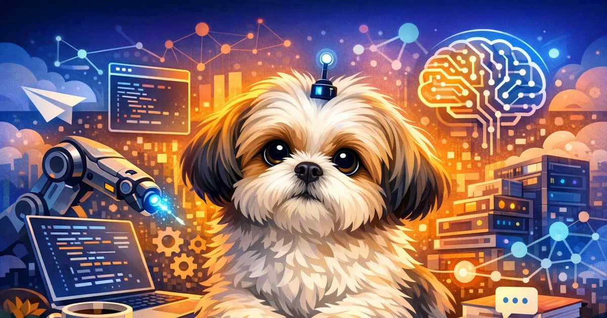 Abstract representation of AI agents collaborating with developers in modern software development