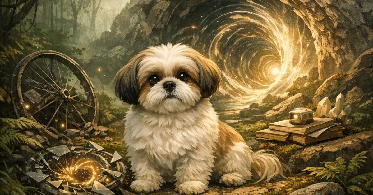 Abstract illustration of a wheel dissolving into something new